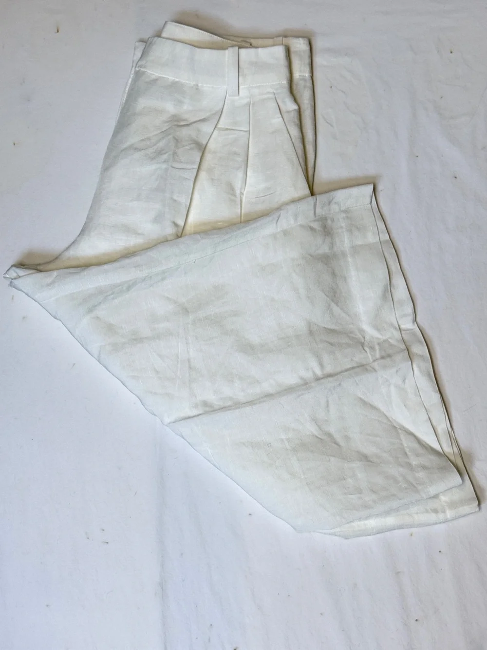 H&M white linen blend wide legged cropped pants Women’s size 4 | jh3